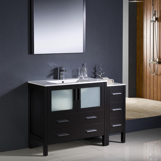 Fresca-Torino-48"-Espresso-Modern-Bathroom-Vanity-w/-Side-Cabinet-&-Integrated-Sink-(FVN62-3612ES-UNS)