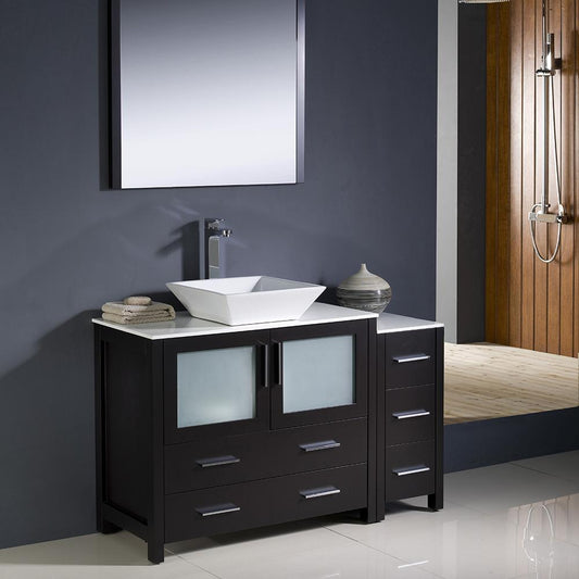Fresca-Torino-48"-Espresso-Modern-Bathroom-Vanity-w/-Side-Cabinet-&-Vessel-Sink-(FVN62-3612ES-VSL)