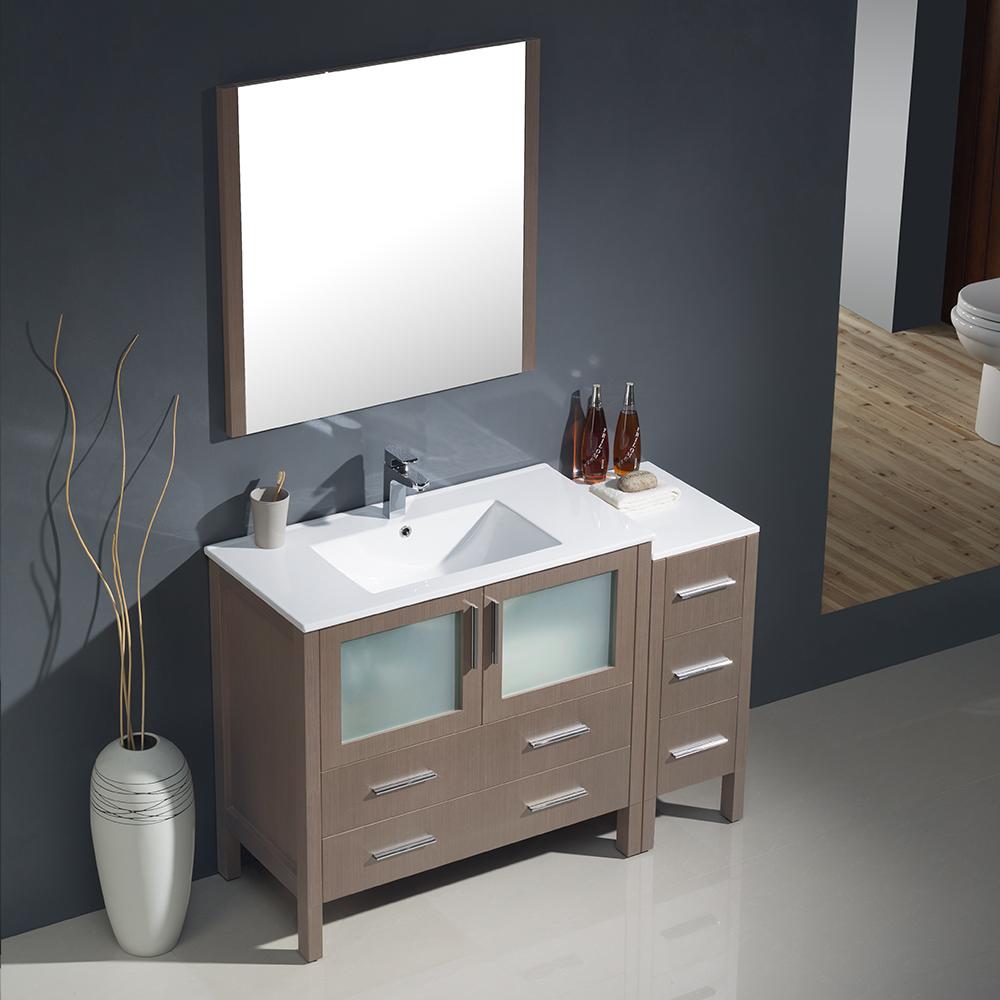 Fresca Torino 48" Gray Oak Modern Bathroom Vanity w/ Side Cabinet & Integrated Sink