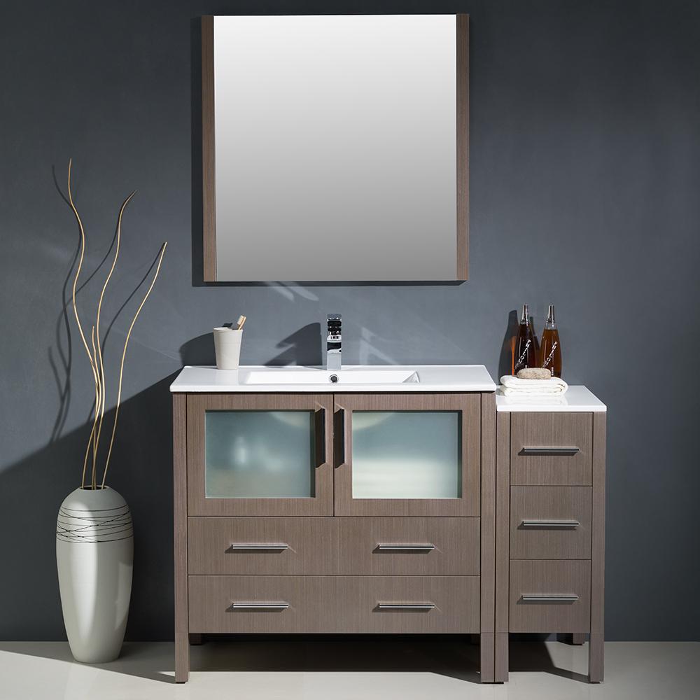 Fresca Torino 48" Gray Oak Modern Bathroom Vanity w/ Side Cabinet & Integrated Sink