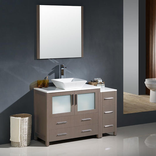 Fresca-Torino-48"-Gray-Oak-Modern-Bathroom-Vanity-w/-Side-Cabinet-&-Vessel-Sink-(FVN62-3612GO-VSL)