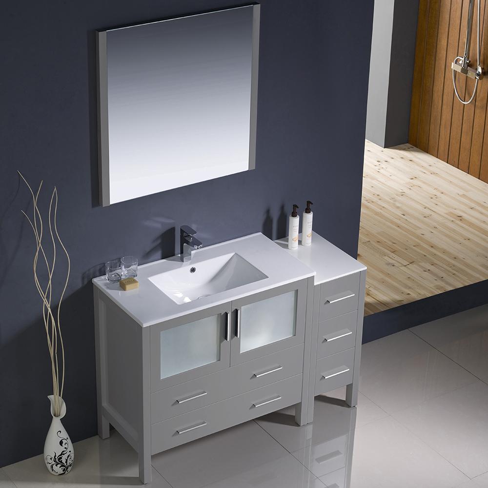 Fresca Torino 48" Gray Modern Bathroom Vanity w/ Side Cabinet & Integrated Sink