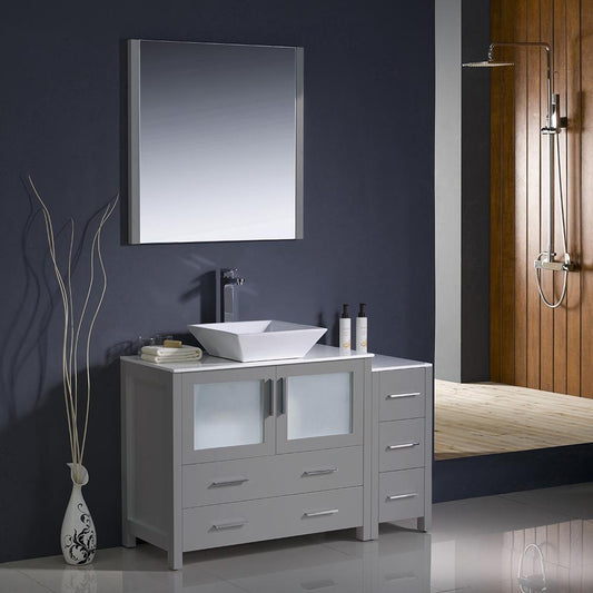 Fresca-Torino-48"-Gray-Modern-Bathroom-Vanity-w/-Side-Cabinet-&-Vessel-Sink-(FVN62-3612GR-VSL)
