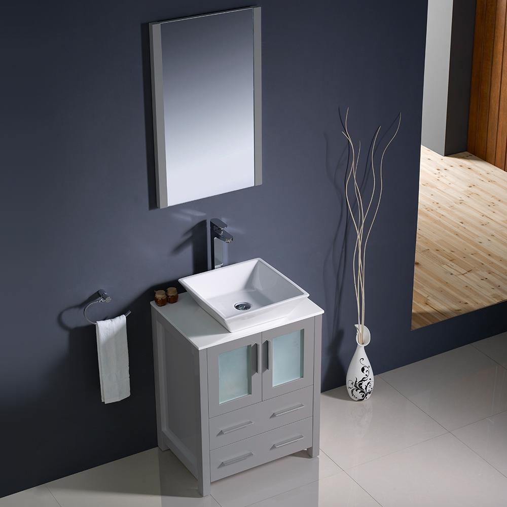 Fresca Torino 24" Gray Modern Bathroom Vanity w/ Vessel Sink
