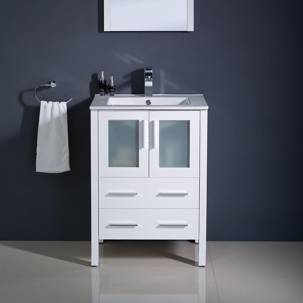 Fresca Torino 24" White Modern Bathroom Vanity w/ Integrated Sink