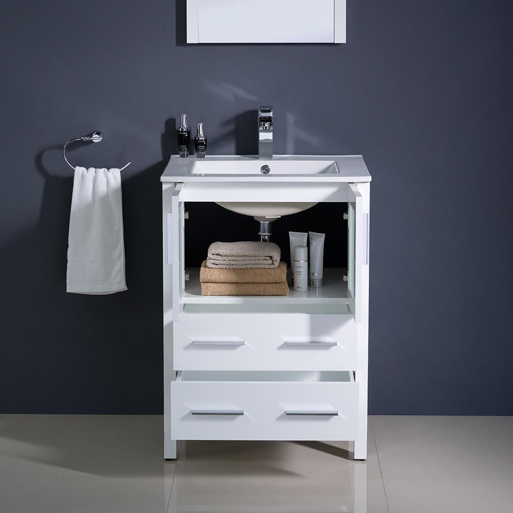 Fresca Torino 24" White Modern Bathroom Vanity w/ Integrated Sink