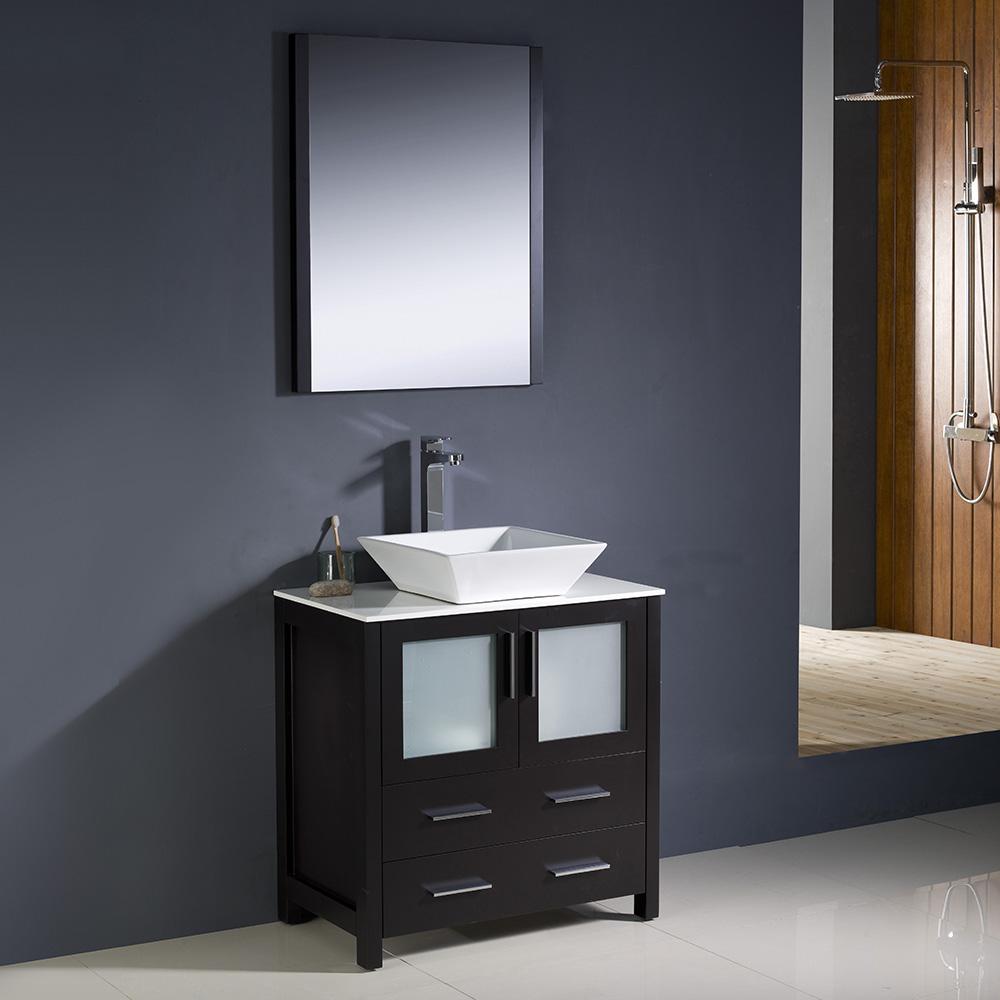 Fresca-Torino-30"-Espresso-Modern-Bathroom-Vanity-w/-Vessel-Sink-(FVN6230ES-VSL)