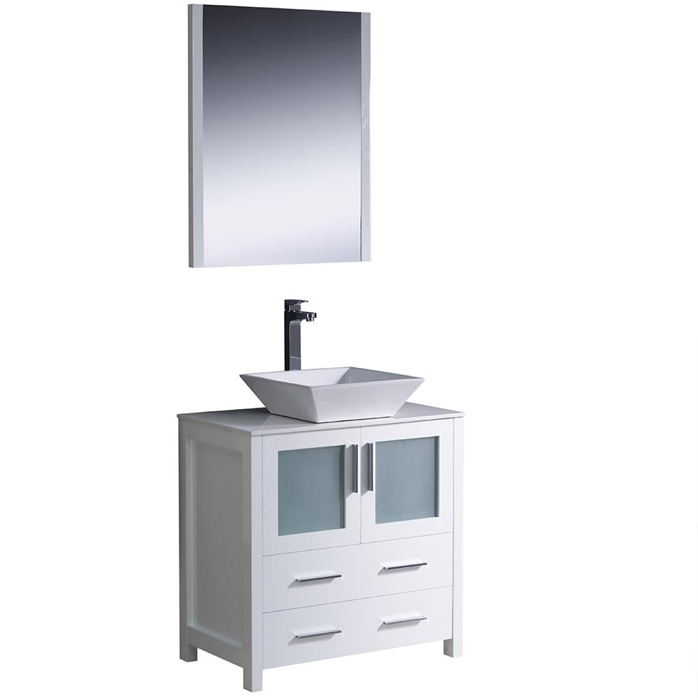 Fresca Torino 30" White Modern Bathroom Vanity w/ Vessel Sink