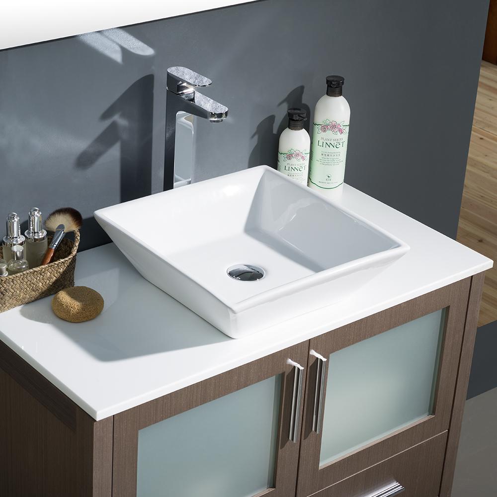 Fresca Torino 36" Gray Oak Modern Bathroom Vanity w/ Vessel Sink