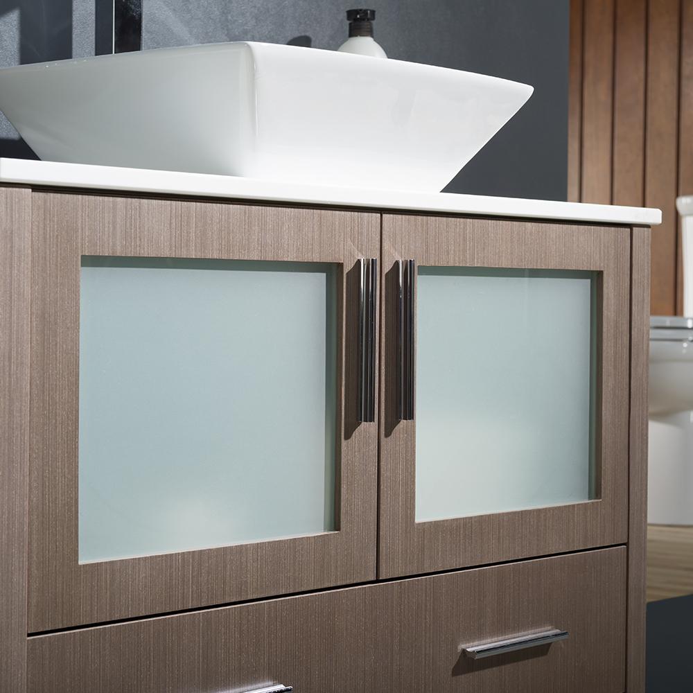 Fresca Torino 36" Gray Oak Modern Bathroom Vanity w/ Vessel Sink