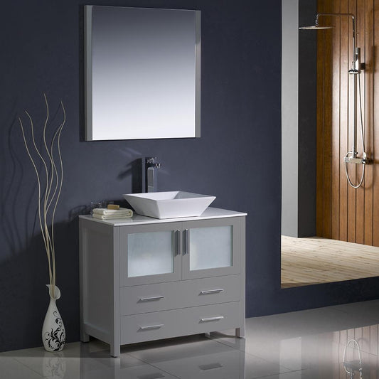 Fresca-Torino-36"-Gray-Modern-Bathroom-Vanity-w/-Vessel-Sink-(FVN6236GR-VSL)
