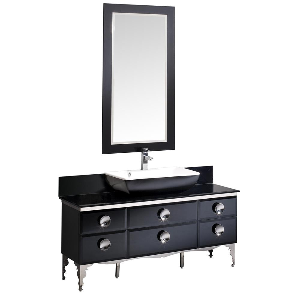 Fresca Moselle 59" Modern Glass Bathroom Vanity w/ Mirror