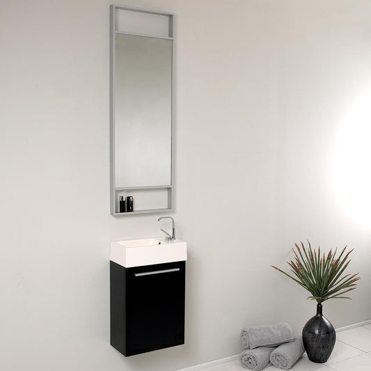 Fresca-Pulito-16"-Small-Black-Modern-Bathroom-Vanity-w/-Tall-Mirror-(FVN8002BW)