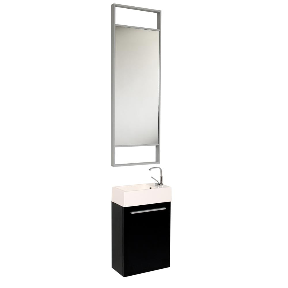 Fresca Pulito 16" Small Black Modern Bathroom Vanity w/ Tall Mirror