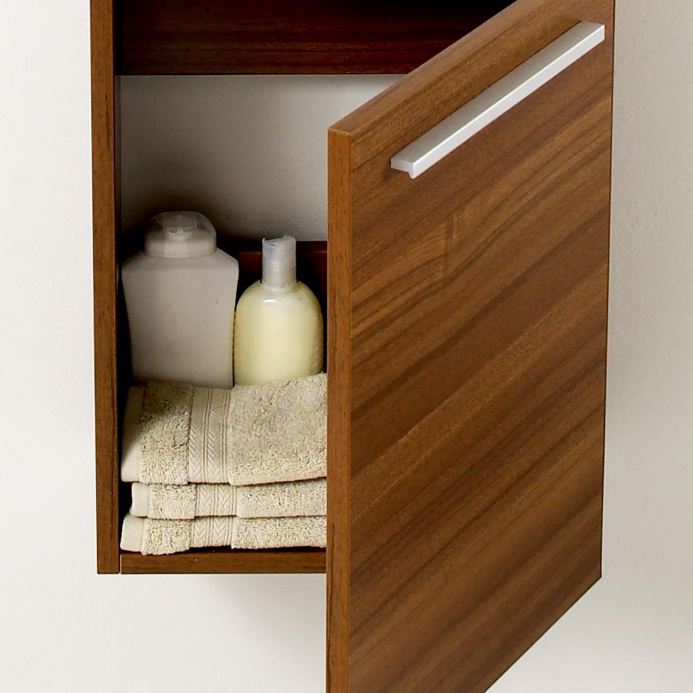 Fresca Pulito 16" Small Teak Modern Bathroom Vanity w/ Tall Mirror
