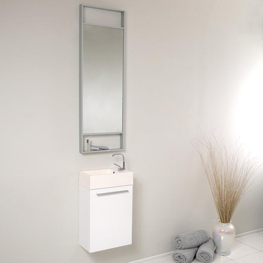 Fresca-Pulito-16"-Small-White-Modern-Bathroom-Vanity-w/-Tall-Mirror-(FVN8002WH)
