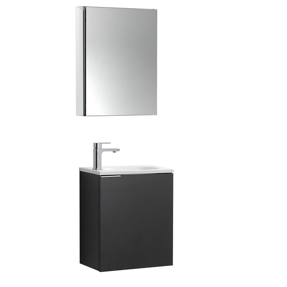Fresca Valencia 20" Black Wall Hung Modern Bathroom Vanity w/ Medicine Cabinet