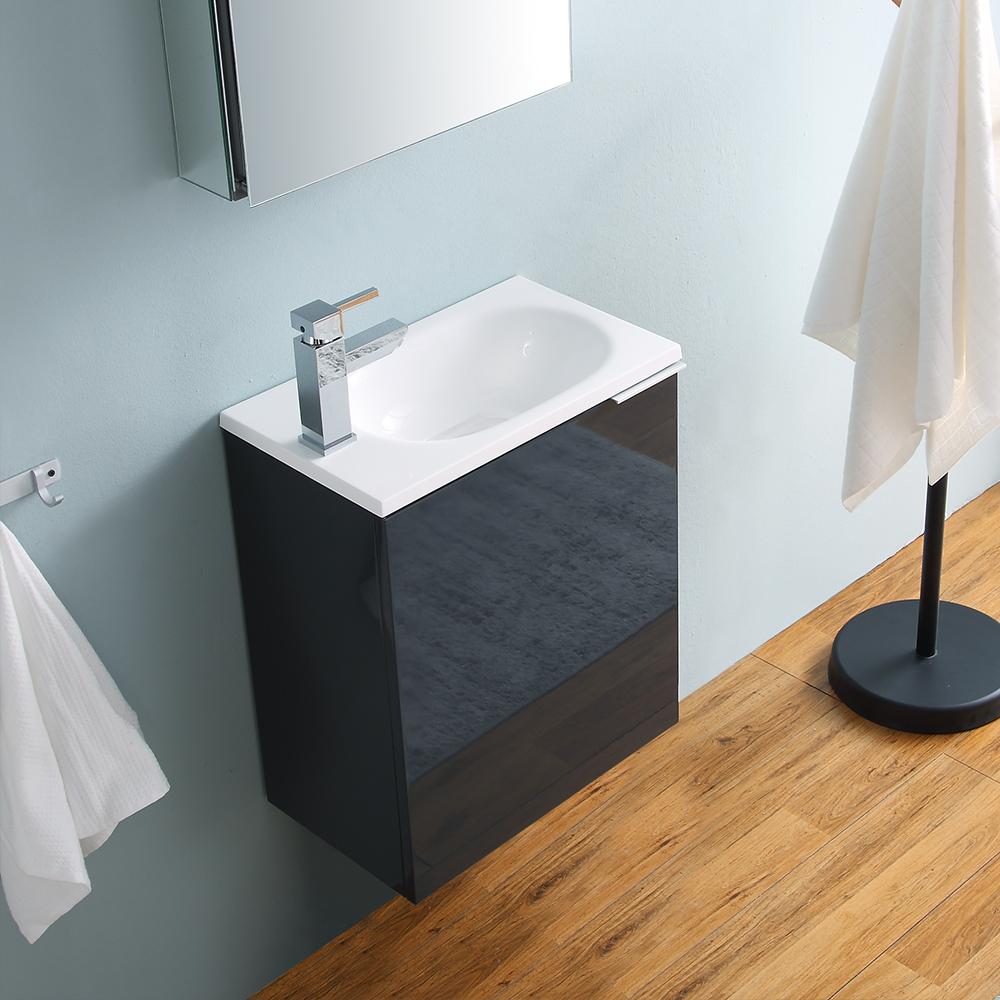 Fresca Valencia 20" Dark Slate Gray Wall Hung Modern Bathroom Vanity w/ Medicine Cabinet