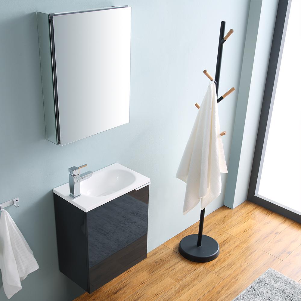 Fresca Valencia 20" Dark Slate Gray Wall Hung Modern Bathroom Vanity w/ Medicine Cabinet
