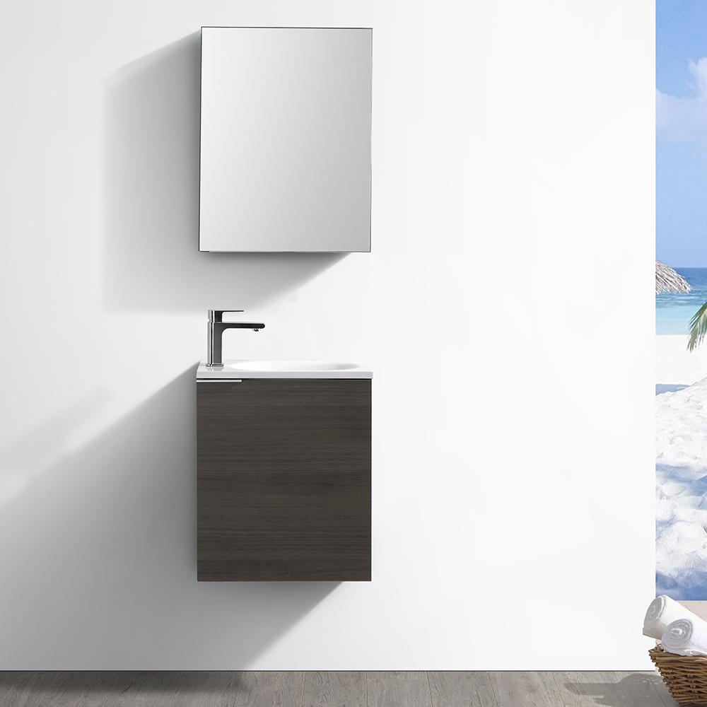 Fresca Valencia 20" Gray Oak Wall Hung Modern Bathroom Vanity w/ Medicine Cabinet