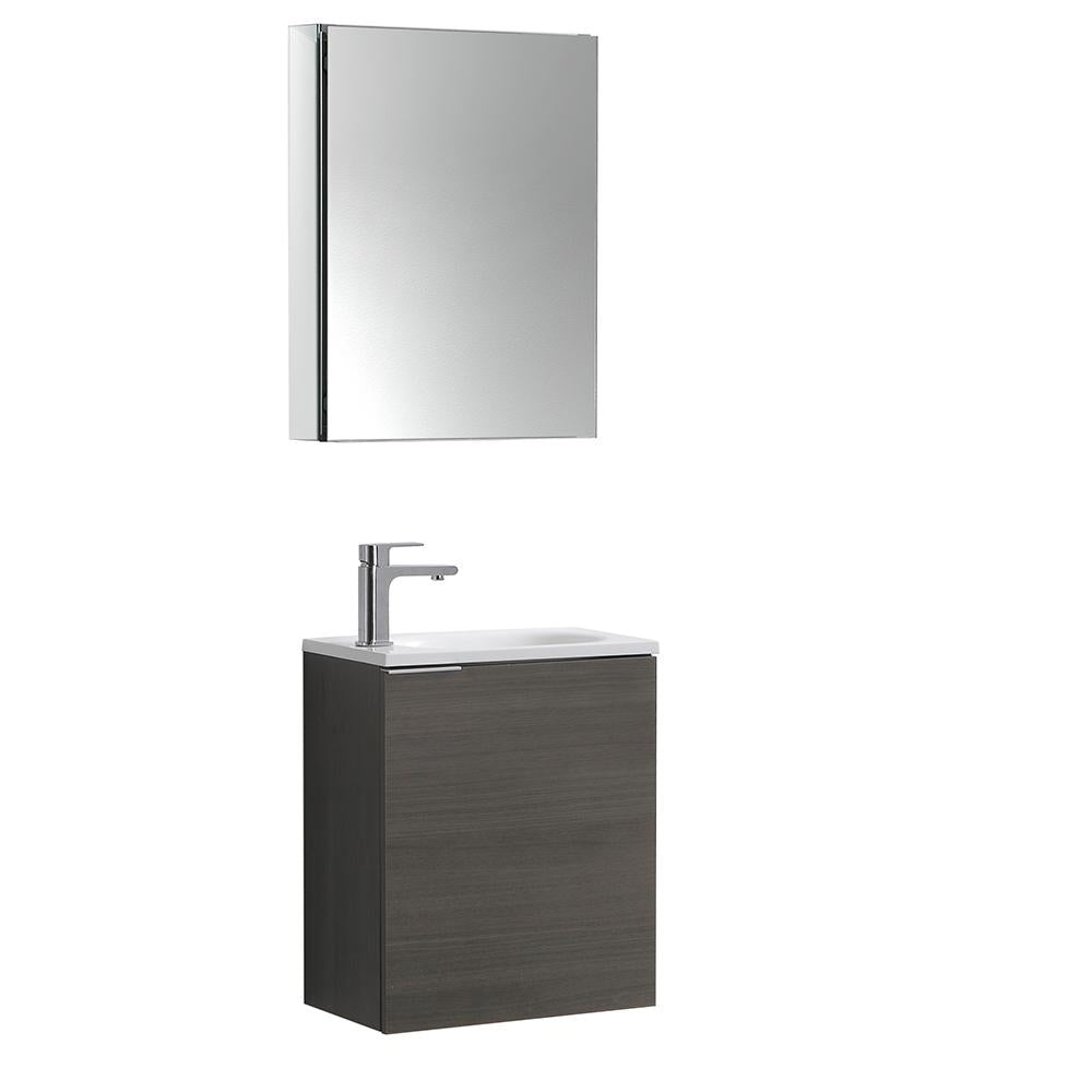 Fresca Valencia 20" Gray Oak Wall Hung Modern Bathroom Vanity w/ Medicine Cabinet
