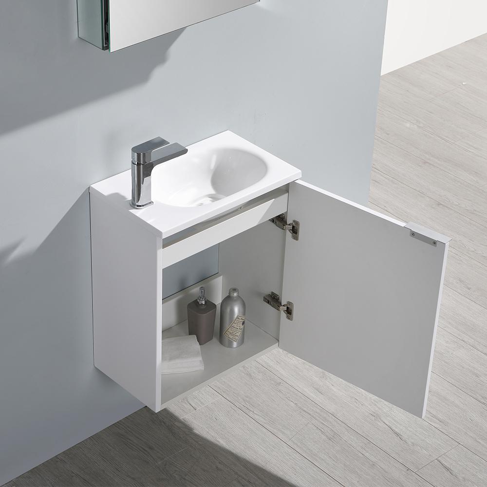 Fresca Valencia 20" Glossy White Wall Hung Modern Bathroom Vanity w/ Medicine Cabinet
