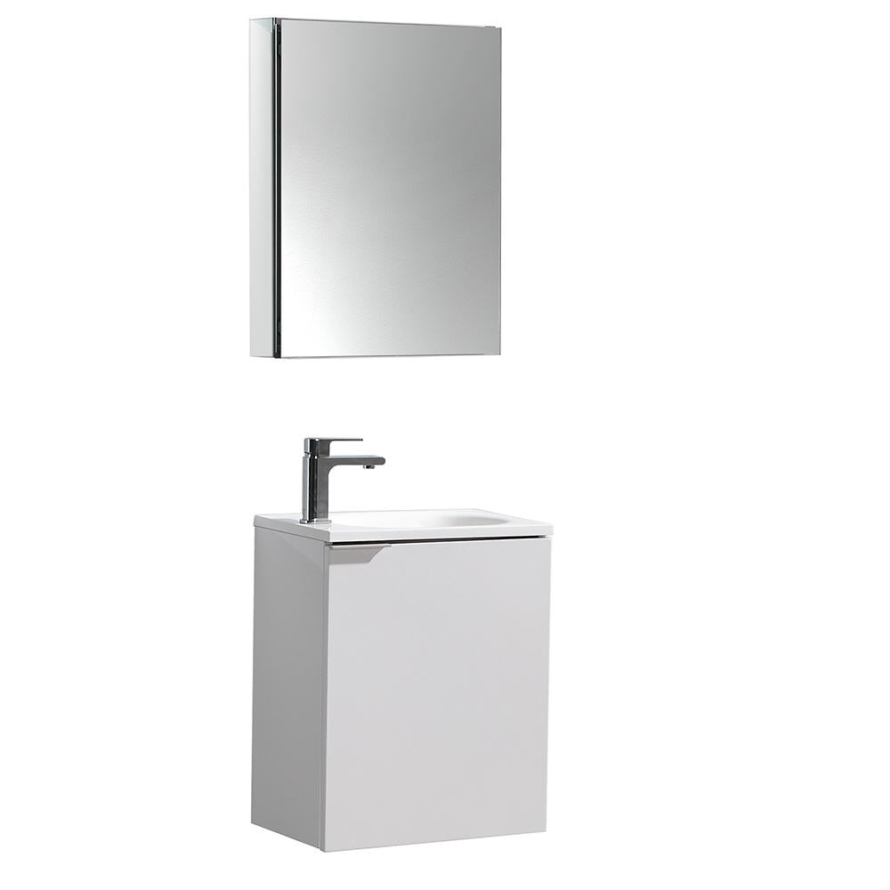 Fresca Valencia 20" Glossy White Wall Hung Modern Bathroom Vanity w/ Medicine Cabinet