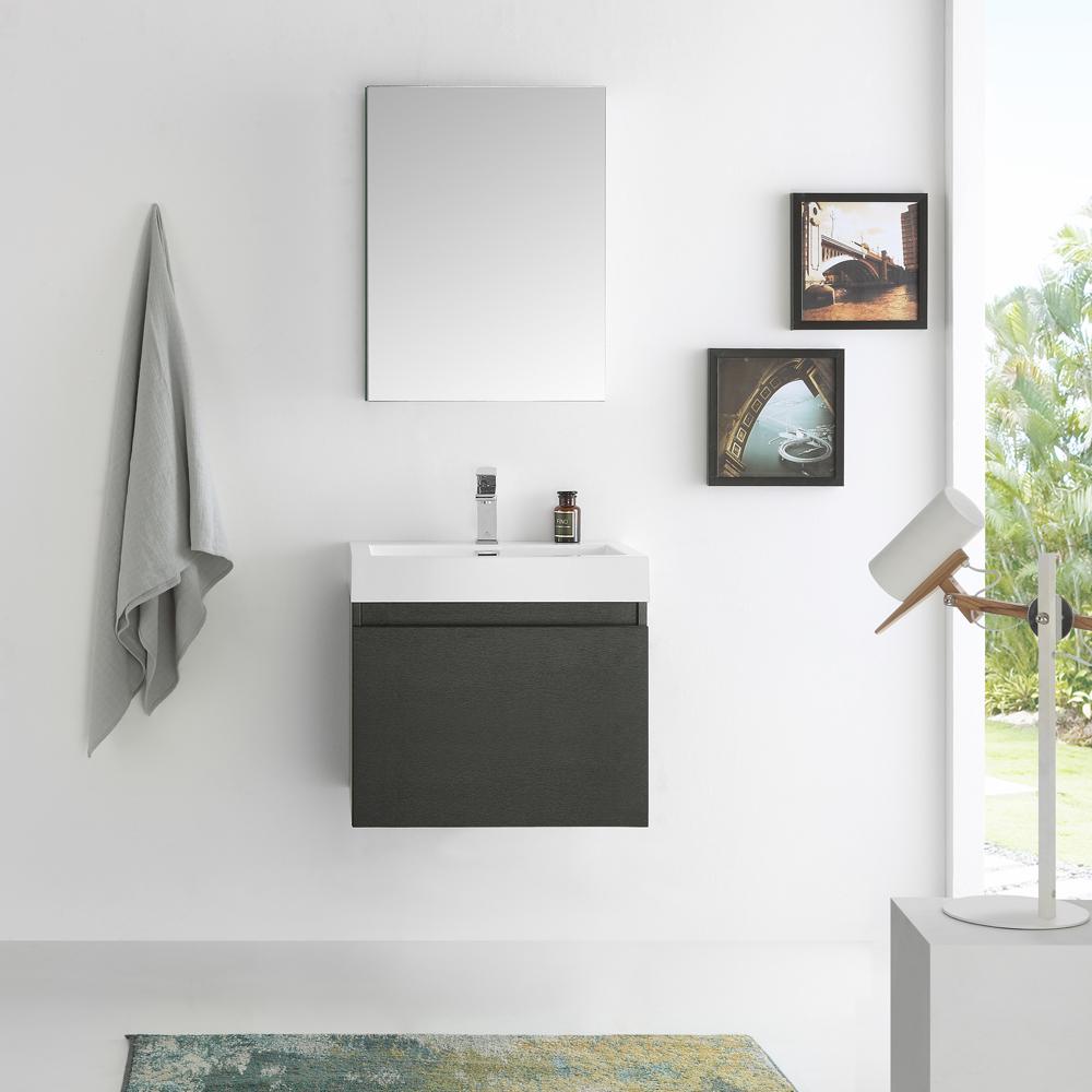 Fresca Nano 24" Black Modern Bathroom Vanity w/ Medicine Cabinet