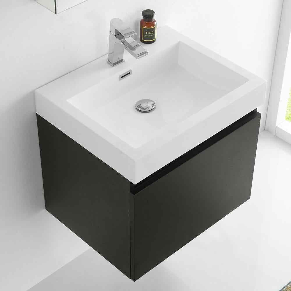 Fresca Nano 24" Black Modern Bathroom Vanity w/ Medicine Cabinet