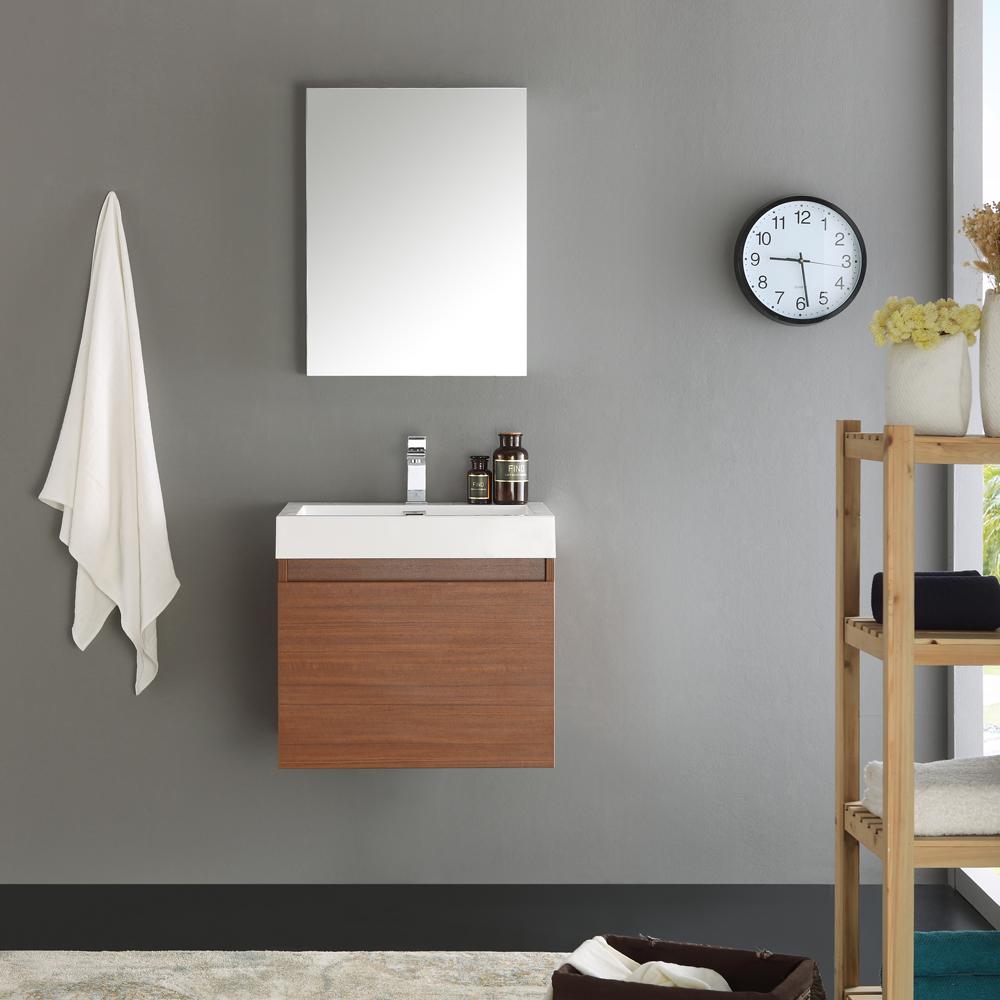 Fresca Nano 24" Teak Modern Bathroom Vanity w/ Medicine Cabinet