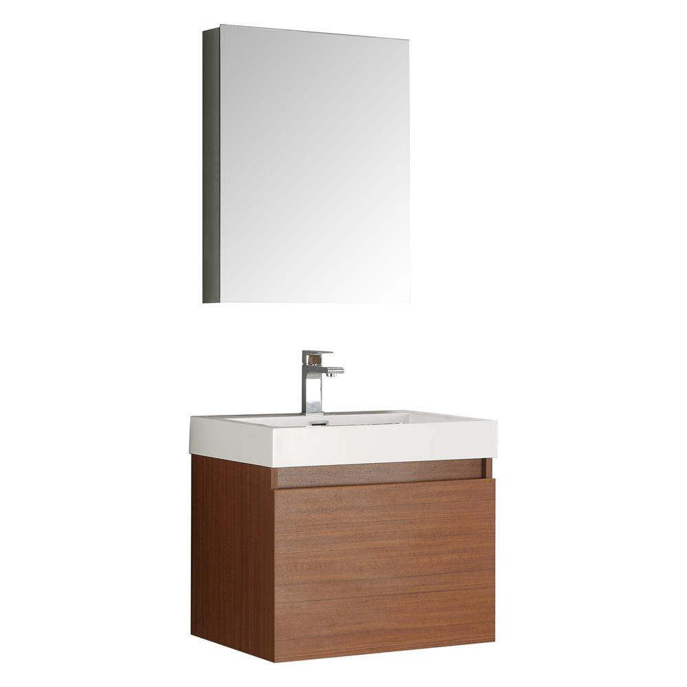 Fresca Nano 24" Teak Modern Bathroom Vanity w/ Medicine Cabinet