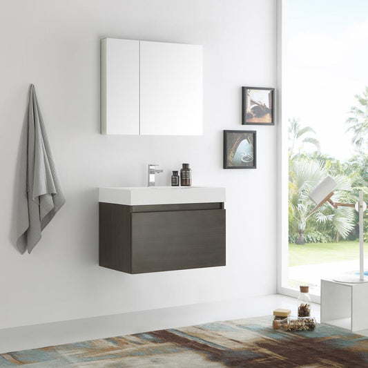 Fresca-Mezzo-30"-Gray-Oak-Wall-Hung-Modern-Bathroom-Vanity-w/-Medicine-Cabinet-(FVN8007GO)
