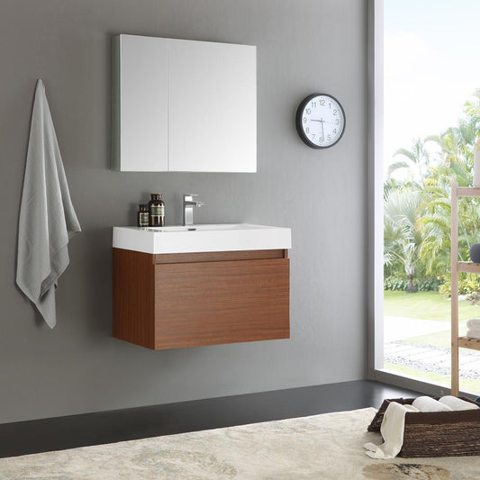 Fresca-Mezzo-30"-Teak-Wall-Hung-Modern-Bathroom-Vanity-w/-Medicine-Cabinet-(FVN8007TK)