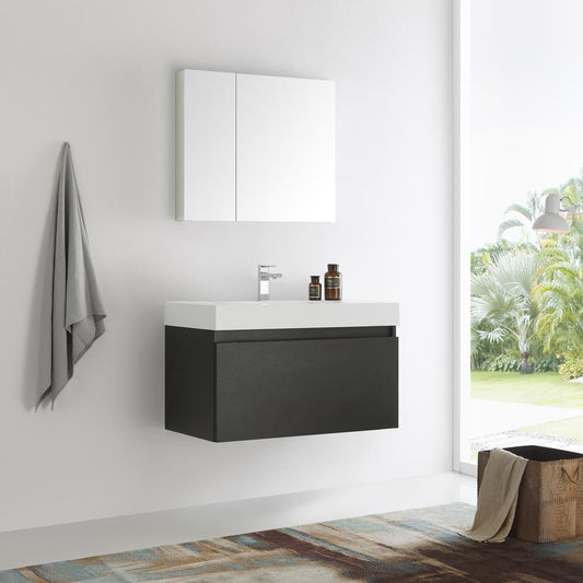 Fresca-Mezzo-36"-Black-Wall-Hung-Modern-Bathroom-Vanity-w/-Medicine-Cabinet-(FVN8008BW)