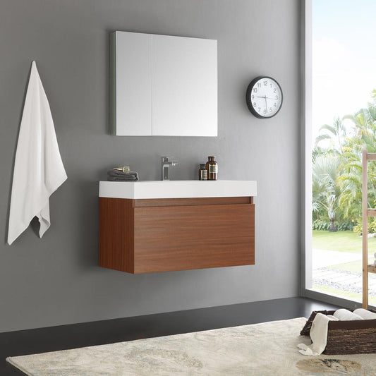 Fresca-Mezzo-36"-Teak-Wall-Hung-Modern-Bathroom-Vanity-w/-Medicine-Cabinet-(FVN8008TK)
