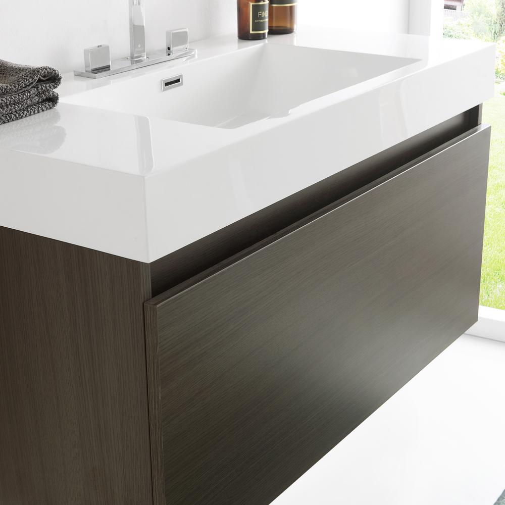 Fresca Mezzo 39" Gray Oak Modern Bathroom Vanity w/ Medicine Cabinet