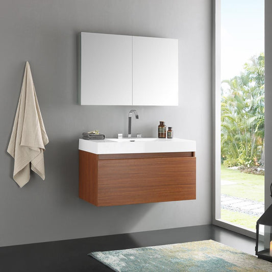 Fresca-Mezzo-39"-Teak-Modern-Bathroom-Vanity-w/-Medicine-Cabinet-(FVN8010TK)