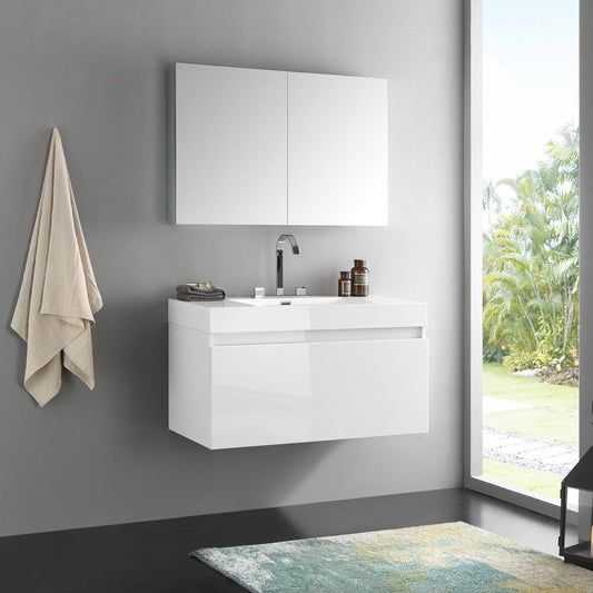 Fresca-Mezzo-39"-White-Modern-Bathroom-Vanity-w/-Medicine-Cabinet-(FVN8010WH)