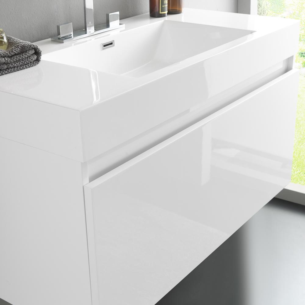 Fresca Mezzo 39" White Modern Bathroom Vanity w/ Medicine Cabinet