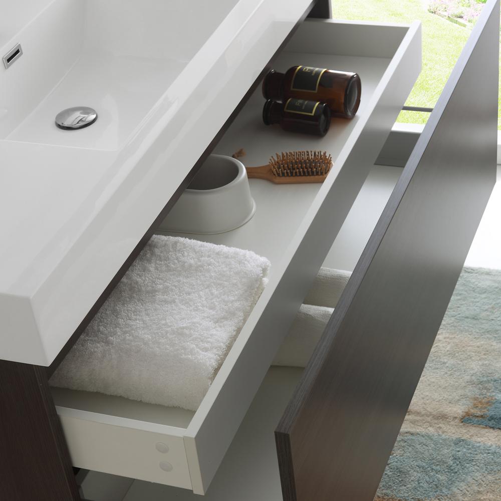 Fresca Mezzo 48" Gray Oak Wall Hung Modern Bathroom Vanity w/ Medicine Cabinet