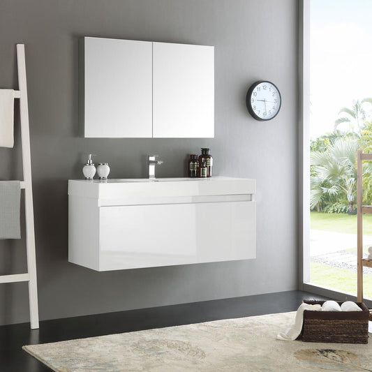 Fresca-Mezzo-48"-White-Wall-Hung-Modern-Bathroom-Vanity-w/-Medicine-Cabinet-(FVN8011WH)