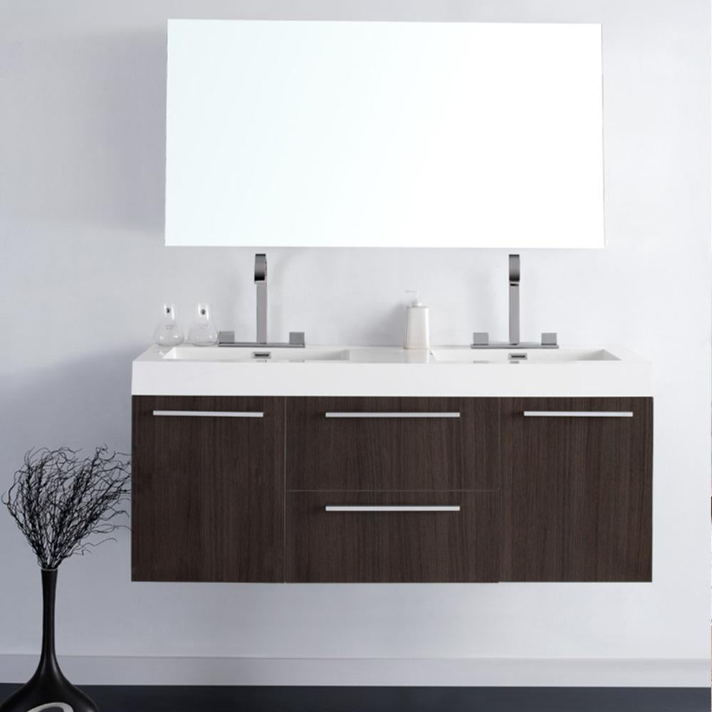 Fresca Opulento 54" Gray Oak Modern Double Sink Bathroom Vanity w/ Medicine Cabinet