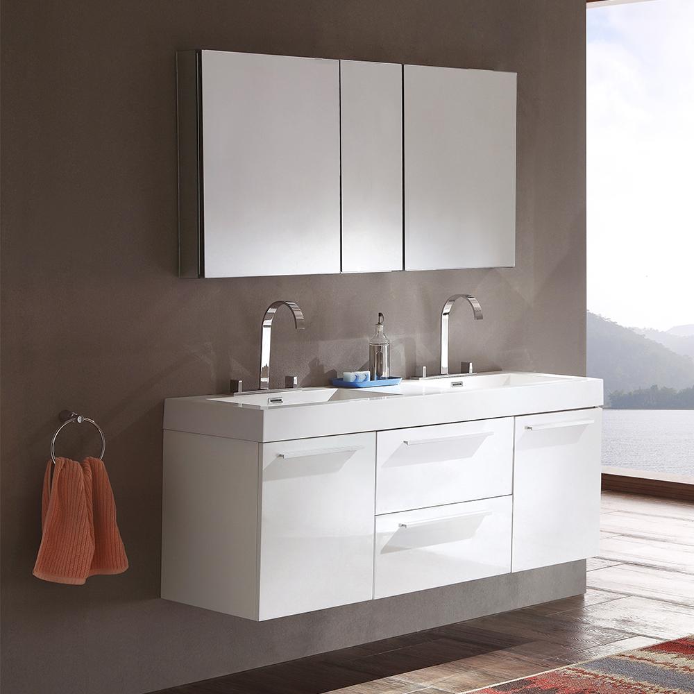 Fresca-Opulento-54"-White-Modern-Double-Sink-Bathroom-Vanity-w/-Medicine-Cabinet-(FVN8013WH)