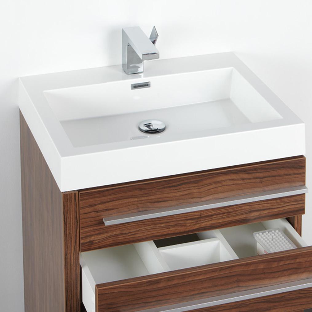 Fresca Livello 24" Walnut Modern Bathroom Vanity w/ Medicine Cabinet
