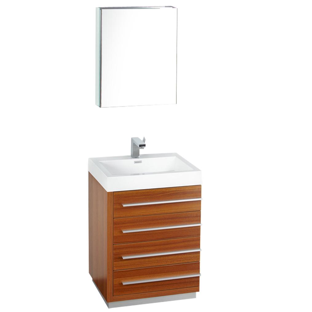 Fresca Livello 24" Teak Modern Bathroom Vanity w/ Medicine Cabinet