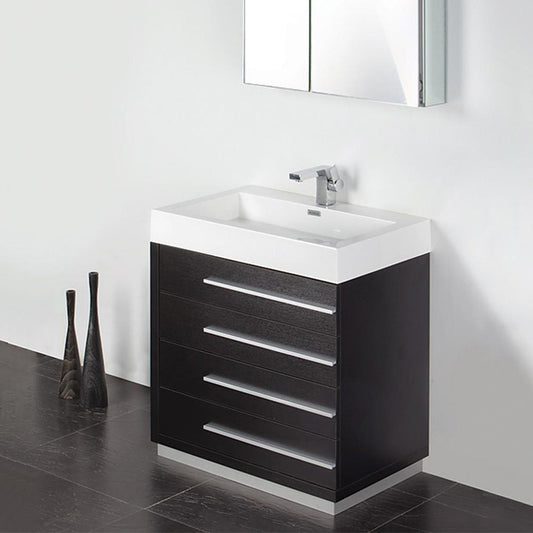 Fresca-Livello-30"-Black-Modern-Bathroom-Vanity-w/-Medicine-Cabinet-(FVN8030BW)