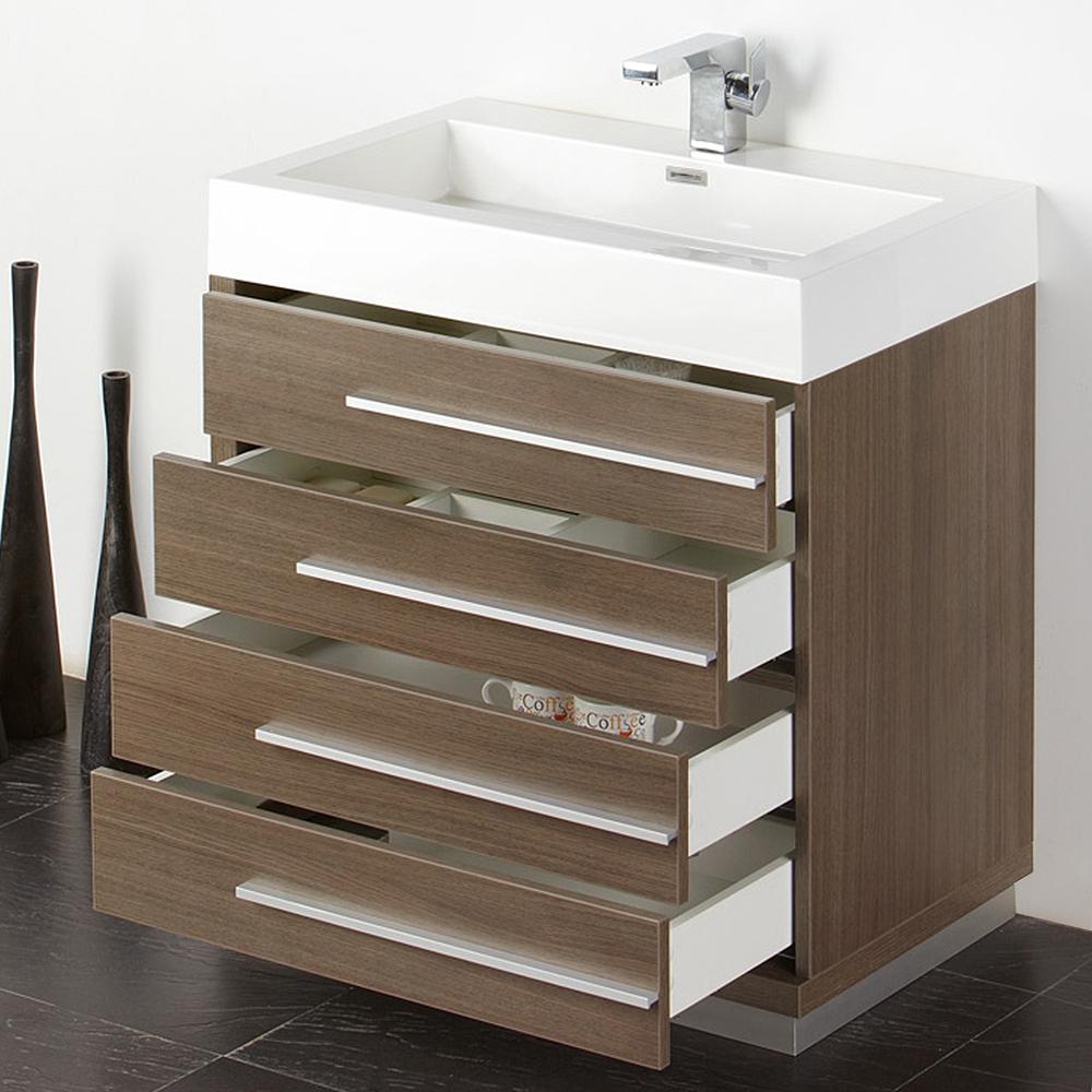 Fresca Livello 30" Gray Oak Modern Bathroom Vanity w/ Medicine Cabinet