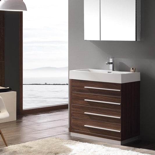 Fresca-Livello-30"-Walnut-Modern-Bathroom-Vanity-w/-Medicine-Cabinet-(FVN8030GW)