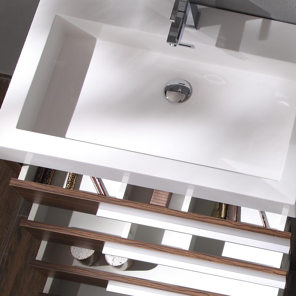 Fresca Livello 30" Walnut Modern Bathroom Vanity w/ Medicine Cabinet
