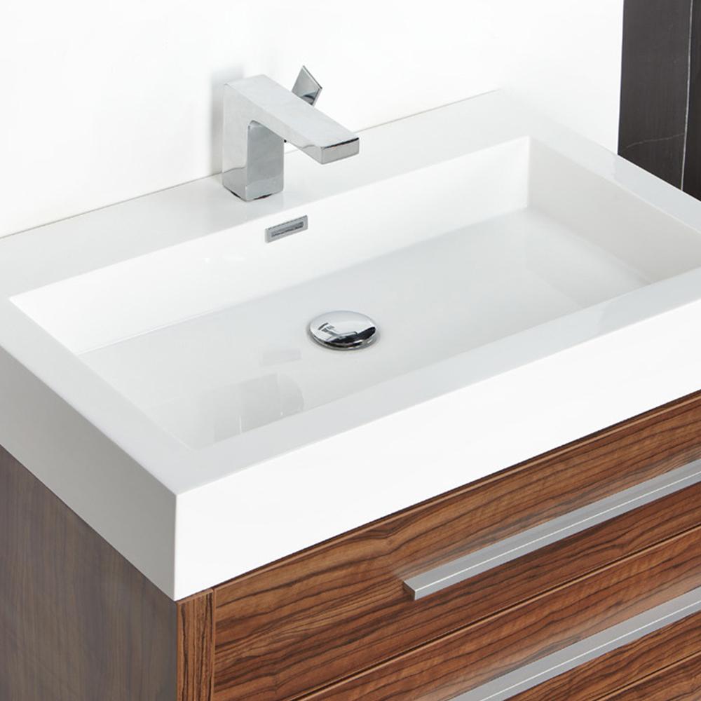 Fresca Livello 30" Walnut Modern Bathroom Vanity w/ Medicine Cabinet